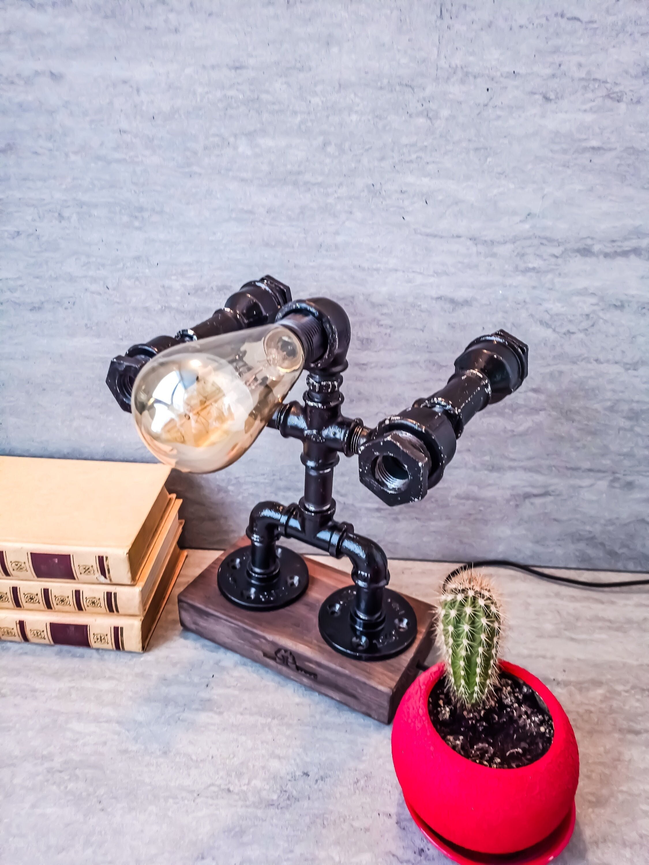 Steampunk Desk Lamp, Industrial Desk Lamp, Industrial Lighting, Pipeman ...