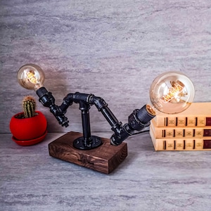 Steampunk lighting, Rustic table lamp, Table lamp, Industrial lighting, Desk lamp, Pipe Desk Lamp, Edison Steampunk lamp, Pipe Lamp,  Lamp