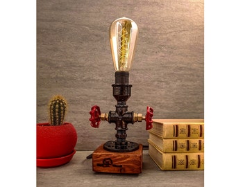 Edison table lamp,  Robot desk lamp, Table lamp, Industrial lighting, Desk lamp, Pipe Desk Lamp, Edison Steampunk lamp, Pipe Lamp,  Edison