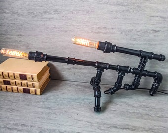 Robot desk lamp, Bedside lamp, Handmade desk lamp, Edison bulb lamp, Steampunk lighting, Rustic table lamp, Loft desk lamp, Accent desk lamp