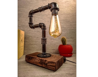 Table lamp, Industrial lighting, Desk lamp, Bedside lamp unique, Handmade desk lamp, Pipe Desk Lamp, Edison Steampunk lamp, Pipe Lamp,