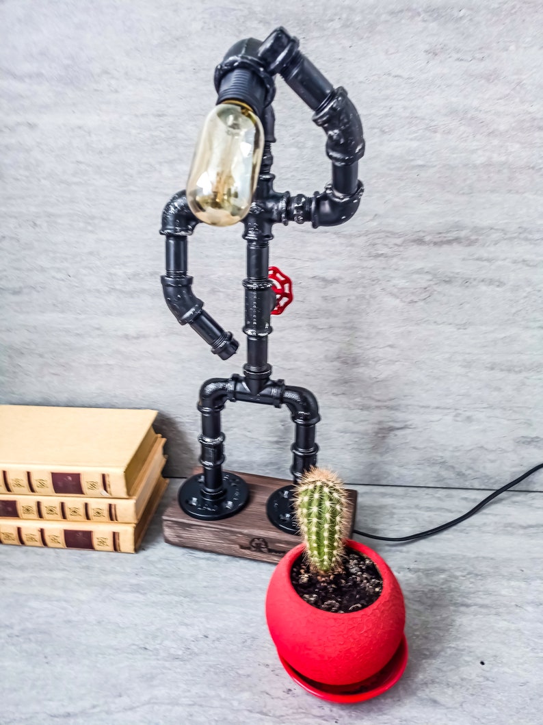 Steampunk Desk Lamp, Industrial Desk Lamp, Industrial Lighting, Pipeman ...
