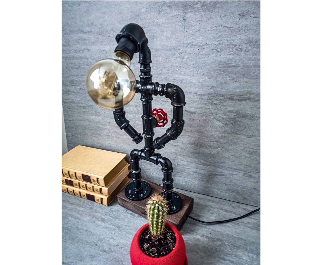 Steampunk Desk Lamp, Industrial Desk Lamp, Industrial Lighting, Pipeman ...