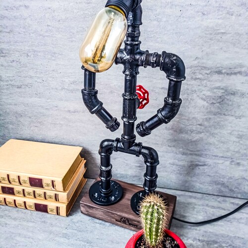 Steampunk shops desk lamp, Industrial desk lamp, Industrial lighting, Pipeman Pipe lamp, Edison Steampunk lamp, Edison table lamp, Rustic lamp