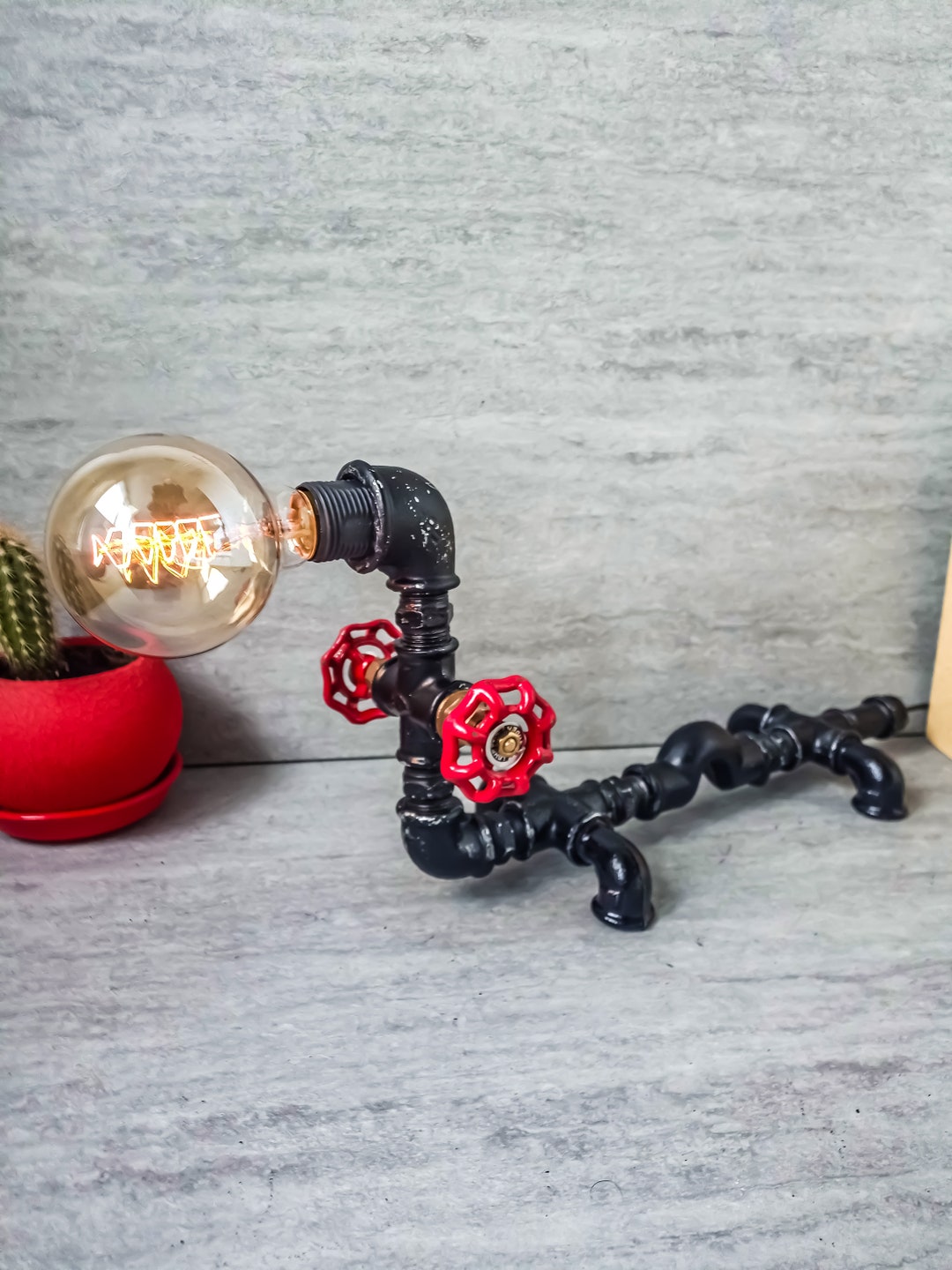 Table Lamp, Industrial Lighting, Desk Lamp, Pipeman Desk Lamp, Edison ...