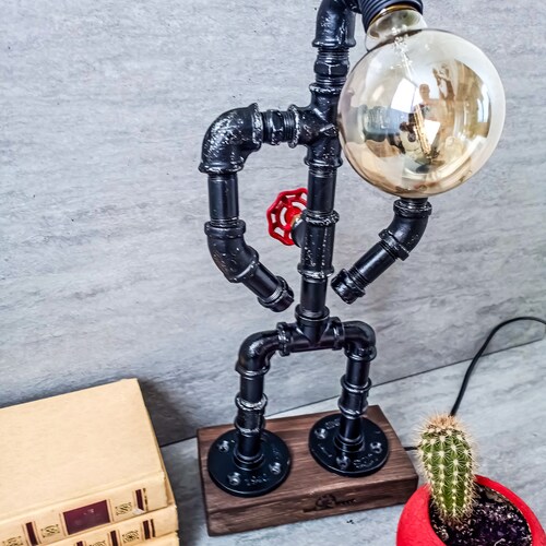 Steampunk shops desk lamp, Industrial desk lamp, Industrial lighting, Pipeman Pipe lamp, Edison Steampunk lamp, Edison table lamp, Rustic lamp
