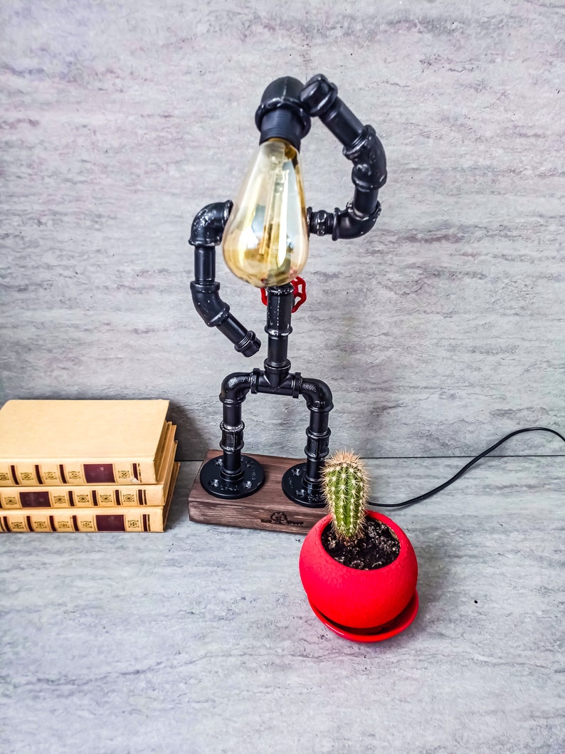 Steampunk Desk Lamp, Industrial Desk Lamp, Industrial Lighting, Pipeman ...
