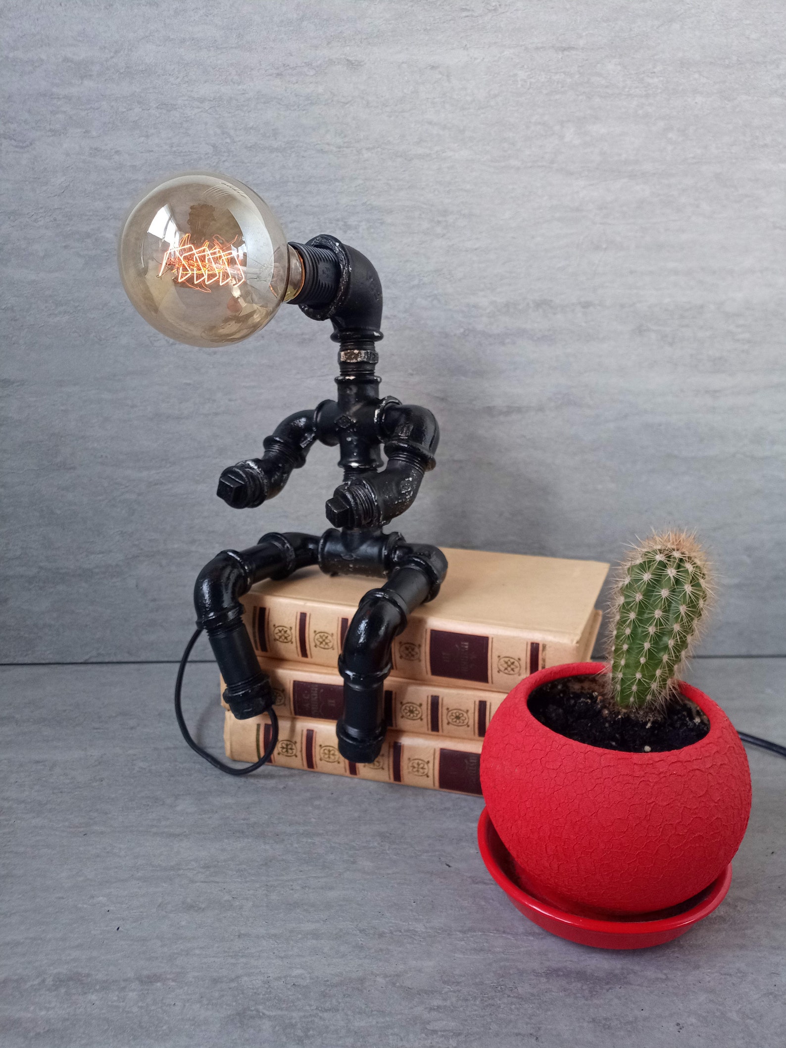 Pipeman Desk Lamp Robot Lamp Home Decor Gift for Him Etsy