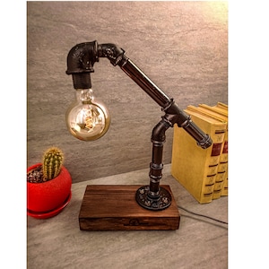 Steampunk desk lamp,  Industrial desk lamp, Table lamp, Industrial lighting, Desk lamp, Pipe Desk Lamp, Edison Steampunk lamp, Pipe Lamp