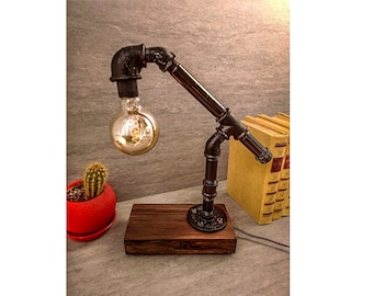 Steampunk desk lamp,  Industrial desk lamp, Table lamp, Industrial lighting, Desk lamp, Pipe Desk Lamp, Edison Steampunk lamp, Pipe Lamp