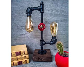 Table lamp, Industrial lighting, Desk lamp, Pipe Desk Lamp, Edison Steampunk lamp, Pipe Lamp, Steampunk desk lamp, Industrial desk lamp