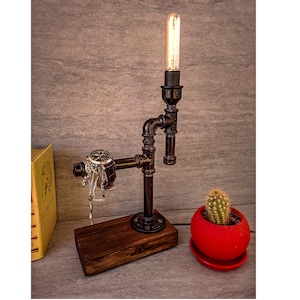 Industrial lighting, Rustic table lamp, Loft desk lamp, Table lamp, Desk lamp, Pipe Desk Lamp, Edison Steampunk lamp, Pipe Lamp,  Edison