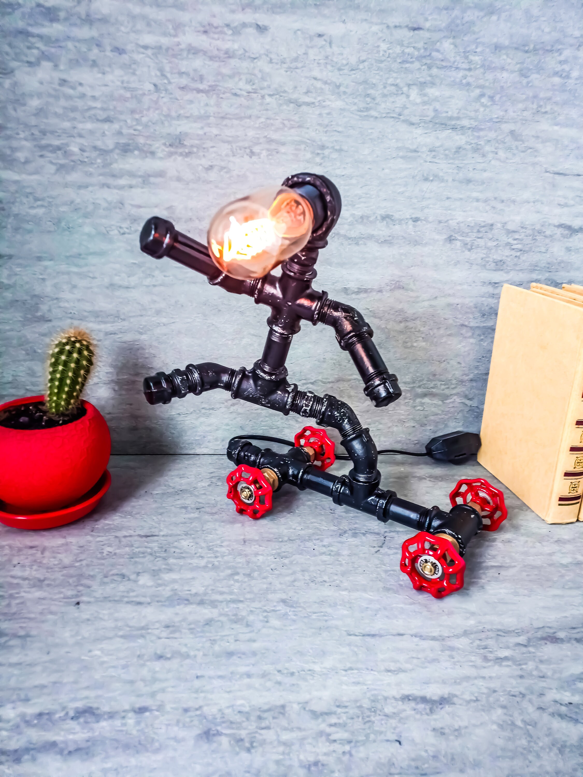 Pipeman Desk Lamp Robot Lamp Accent Desk Lamp Edison | Etsy
