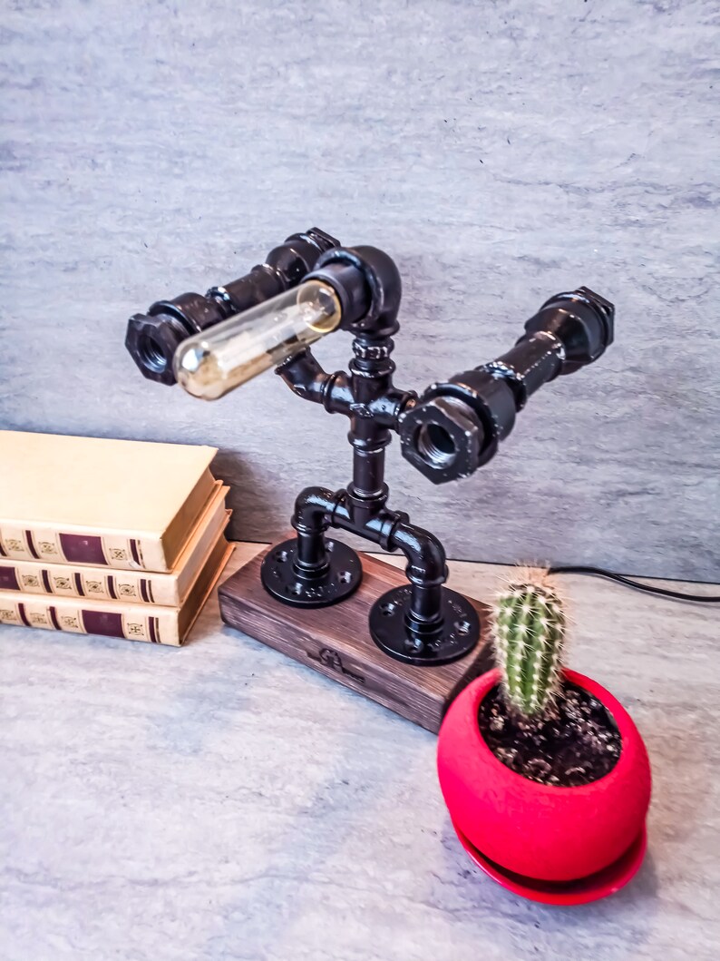 Steampunk Desk Lamp, Industrial Desk Lamp, Industrial Lighting, Pipeman ...