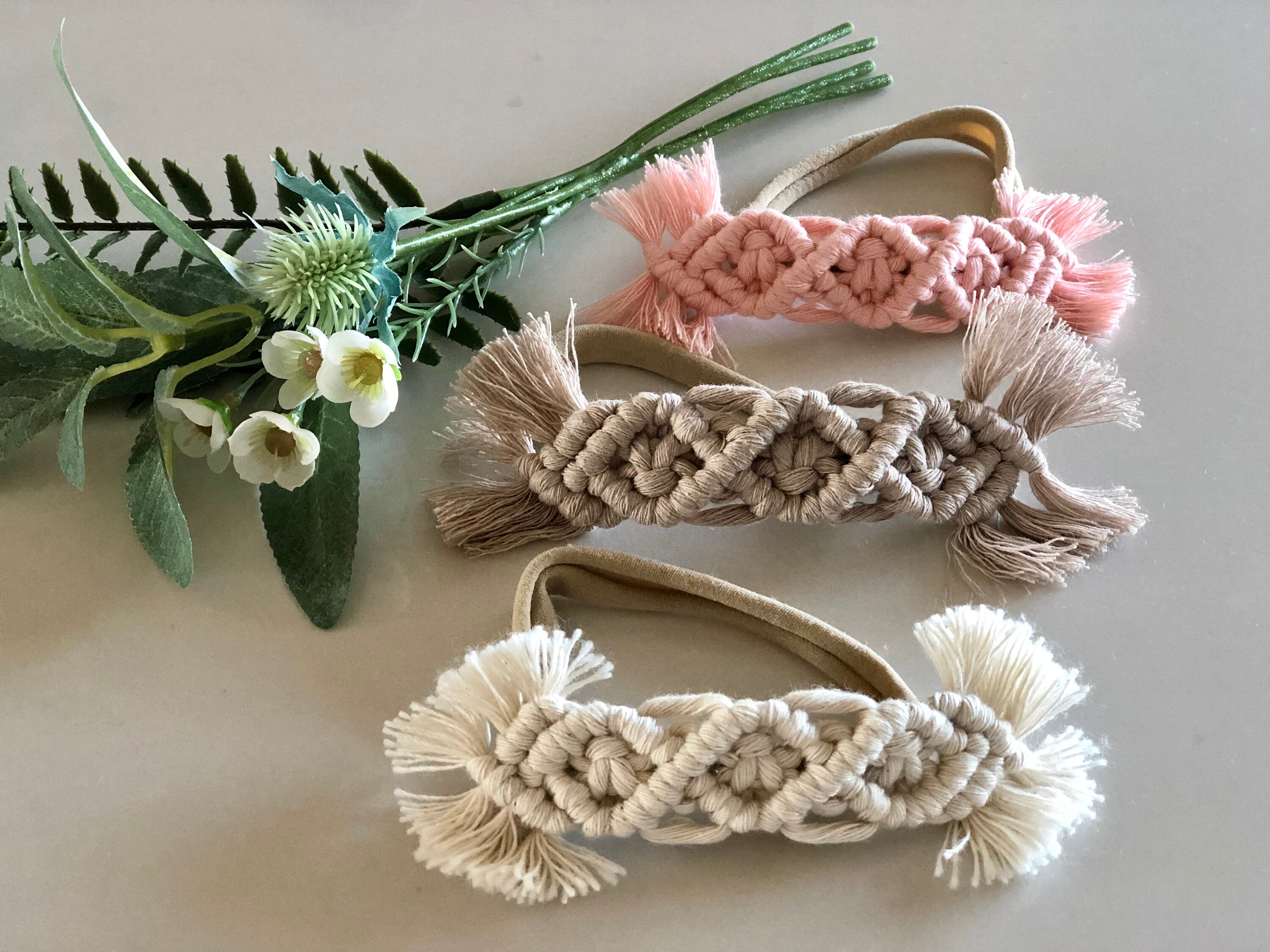 Handmade Macramé Headpiece Baby Girl Macrame Headband | Beginner Tutorial | Diamond Pattern  main image 4