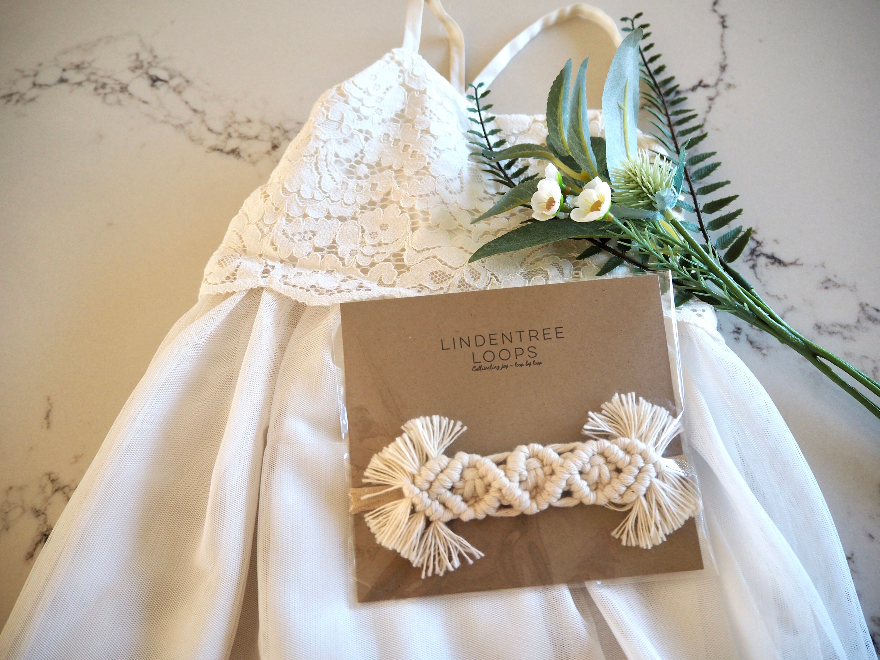 Handmade Macramé Headpiece Baby Girl Macrame Headband | Beginner Tutorial | Diamond Pattern  main image 3