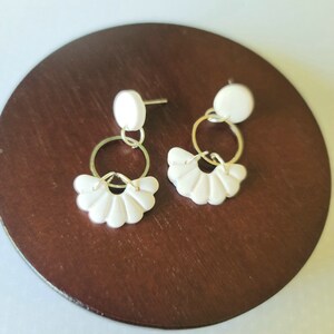 The Delilah - Handcrafted White Clay Earrings with Silver Accents - Polymer Clay Earrings - Gift for Her