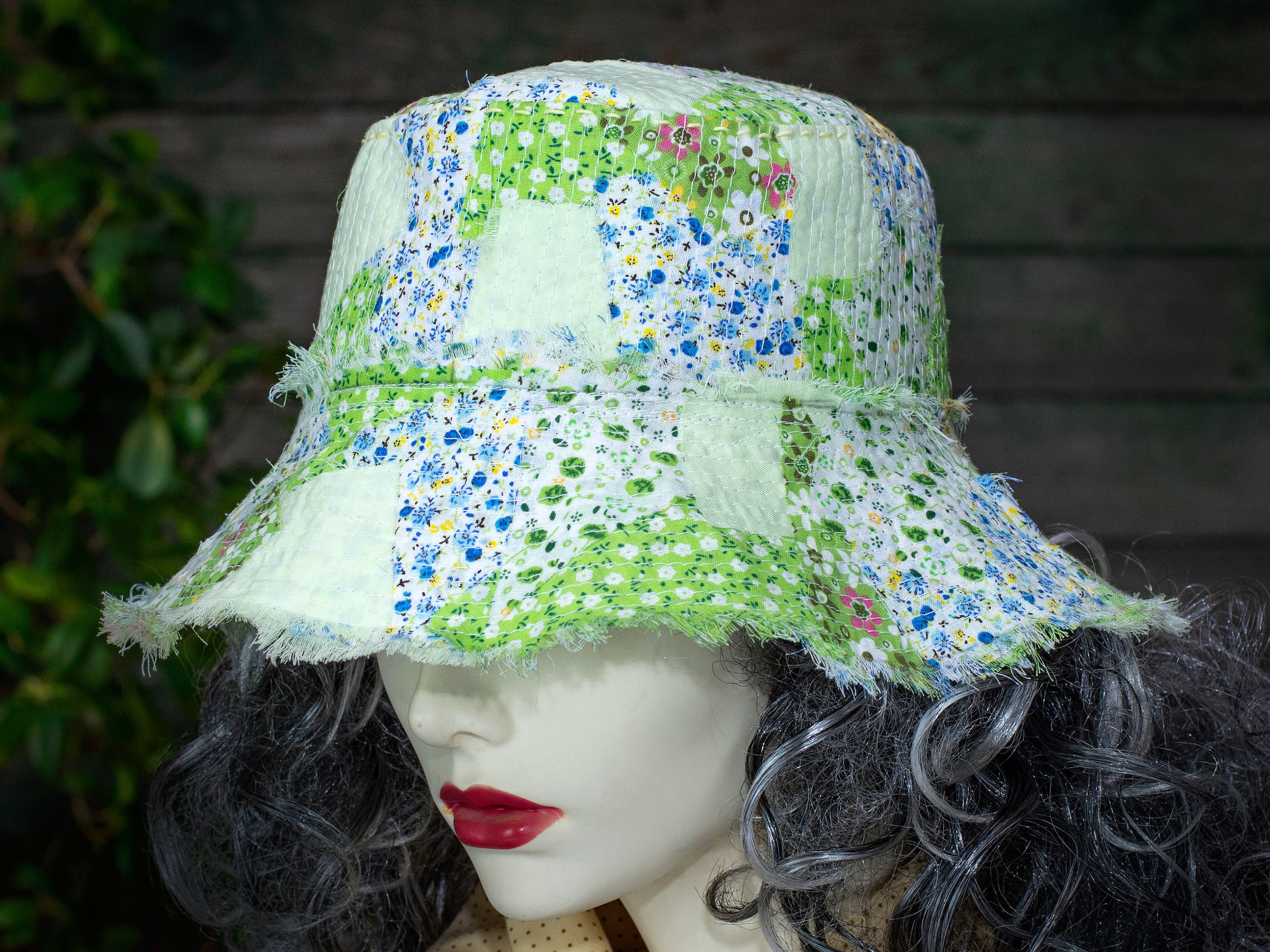 Womens bucket hat / Eco friendly green cotton garden hat Etsy