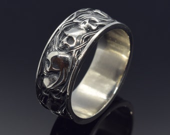 Skull band ring Halloween wide rings gothic jewelry - Etsy 日本
