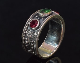 Silver Etruscan Ring, Ancient Greek Byzantine Ring,  Women's Constantinople Jewelry