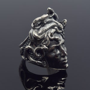 Sterling Silver Medusa Ring, Greek Mythology Snake Ring