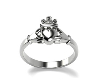 Silver Claddagh Women Dainty Ring, Tiny Celtic Irish Ring, Love&Friednship Ring, Promise Ring, Birthday Gifts, Gift for Her