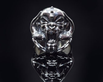 Anello in argento War Pig, anello Motorhead Snaggletooth - Omaggio alle leggende del rock, una dichiarazione audace per gli appassionati di musica