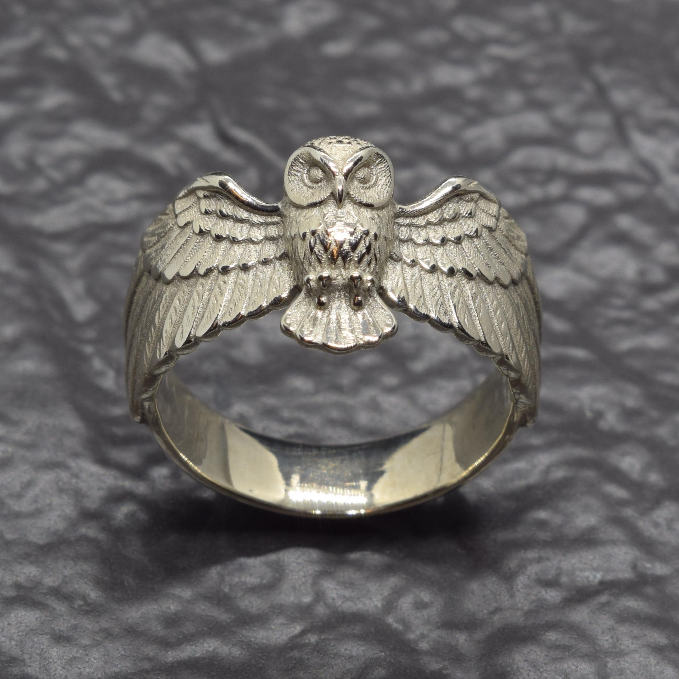 Owl Ring, Silver Statement Owl Jewelry, Gothic Bird Ring