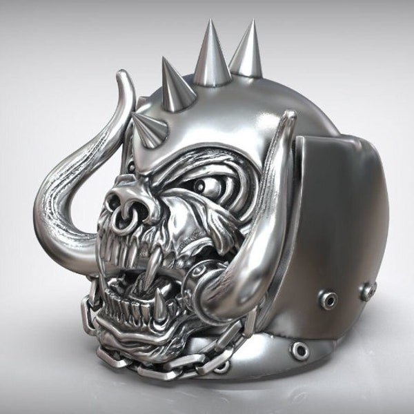 Motorhead Snaggletooth War Pig Silver Ring - Tribute to Rock Legends, A Bold Statement for Music Fans