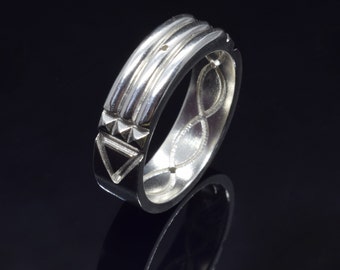 Anello in argento con amuleto spirituale di Atlantide, anello di protezione, fede nuziale geometrica