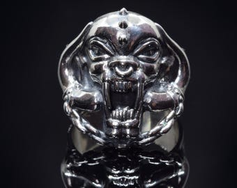 Kriegsschwein Silber Ring, Motorhead SnaggleTooth Ring - Tribut an Rock Legenden, ein mutiges Statement für Musik Fans