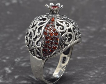 Ring granaatappel-granaat, Persephone Griekse mythologie sieraden