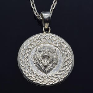 Silber Bär Anhänger, reich verzierte Bär Anhänger Halskette, Unisex Schmuck