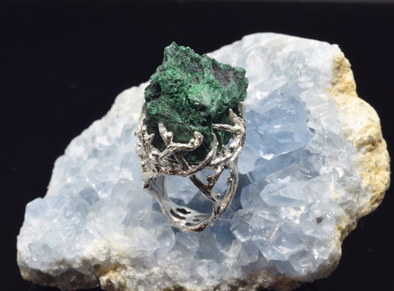 Raw malachite ring best sale