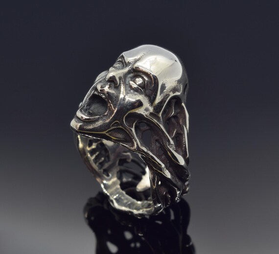 Memento Mori Scream Ring, Screamer Skull Ring - Etsy