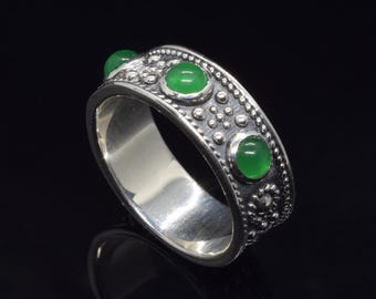 Medieval Etruscan Silver Ring, Ancient Greek Byzantine Jewelry