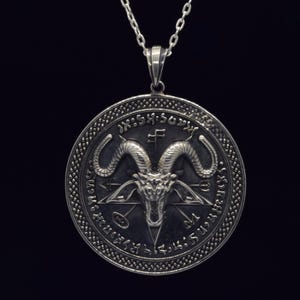 Sterling Silver Baphomet Necklace, Pentagram Lucifer Necklace, Very Large Baphomet Pendant, Satanic Jewelry