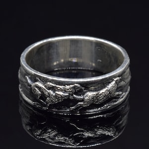 Celtic Norse Wolf Pack Silver Ring,Majestic Animal-Themed Fine Jewelry