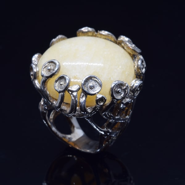Natural Yellow Onyx Ring, Fine Jewelry Gift For Mom, Women, Her