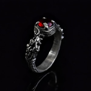 Forest Tree Twig Nature Silver Branch Ring, Gift For Her Botanical Floral Plant Ring With Zircon