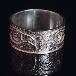Viking Raven Silver Ring, Viking Wedding Band, Norse Jewelry