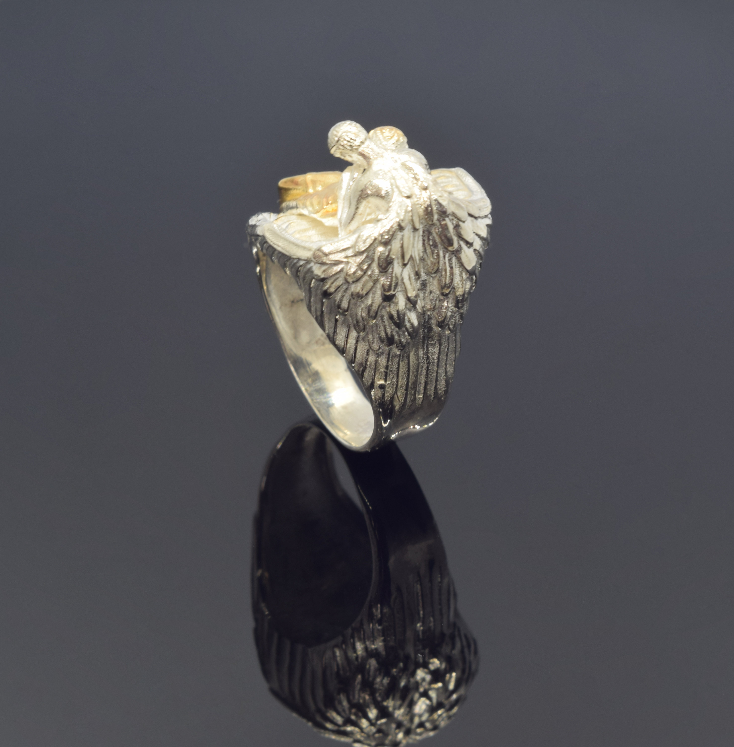 Angel's Embrace Silver Ring: A Cherubic Rest in Sterling Elegance - Etsy
