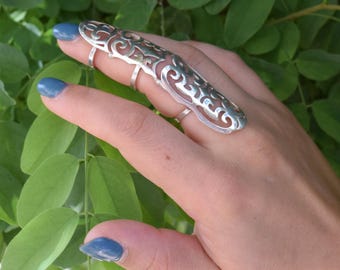 Anillo de garra de plata esterlina con dedos enteros, anillos gruesos con dedos enteros, joyería armenia