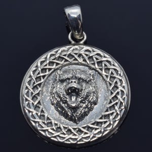 Silver Celtic Bear Necklace, Unique Animal Pendant Jewelry