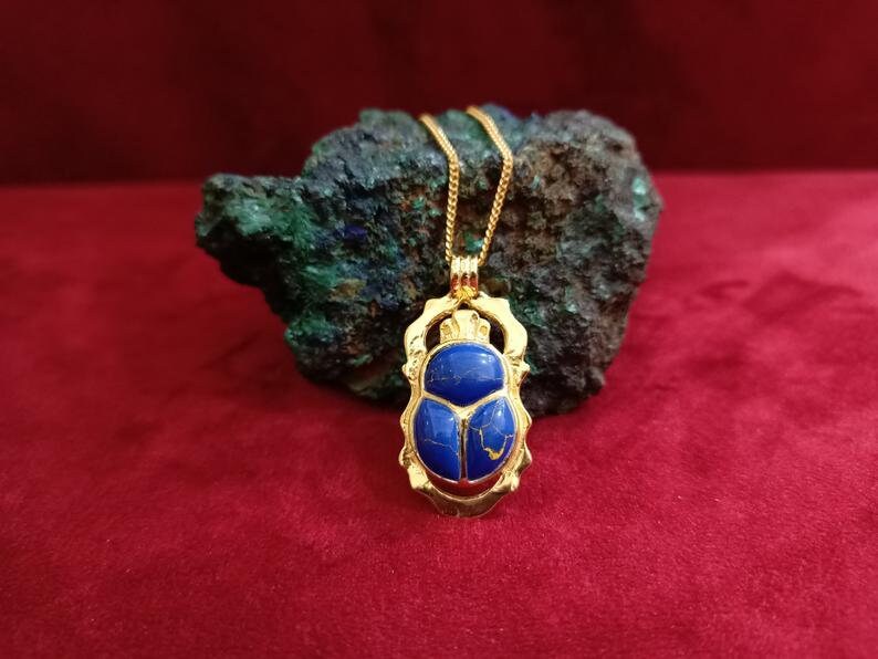 Gold Scarab Necklace 18K Gold Filled Sterling Silver Gold Scarab Jewelry Scarab Beetle Pendant Egyptian Scarab Necklace