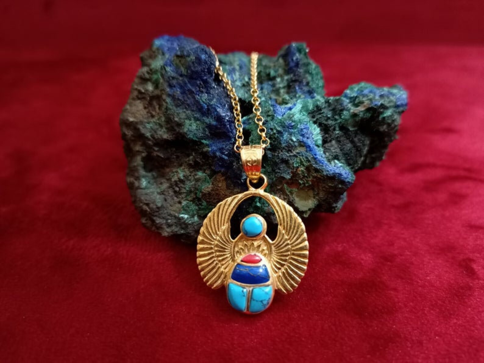 Winged Scarab Necklace 18K Gold Filled Sterling Silver Scarab | Etsy