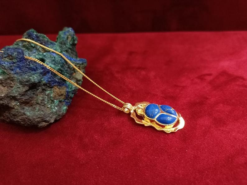 Gold Scarab Necklace 18K Gold Filled Sterling Silver Gold Scarab Jewelry Scarab Beetle Pendant Egyptian Scarab Necklace