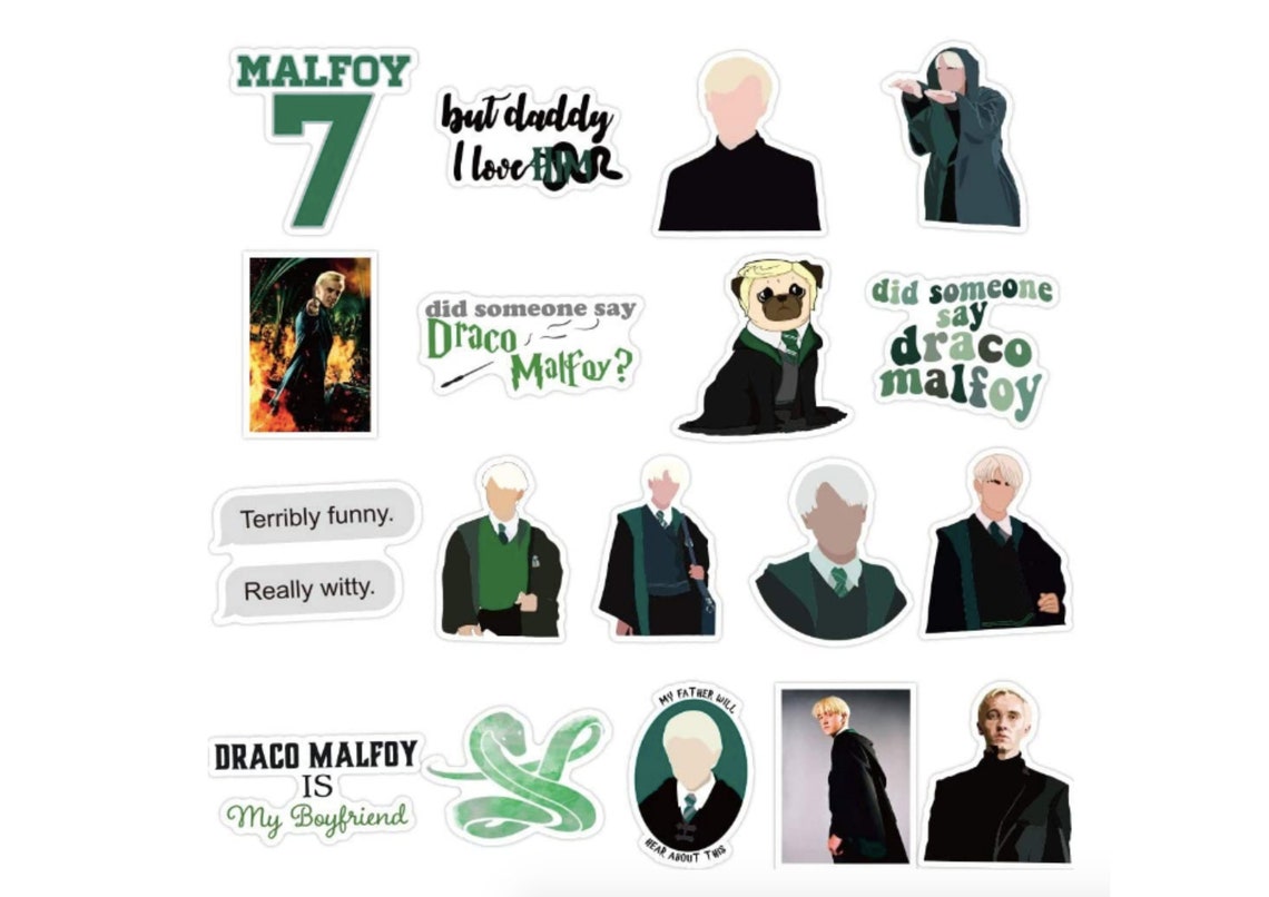 50 Piece Pack of 'Draco Malfoy' Harry Potter Stickers Etsy