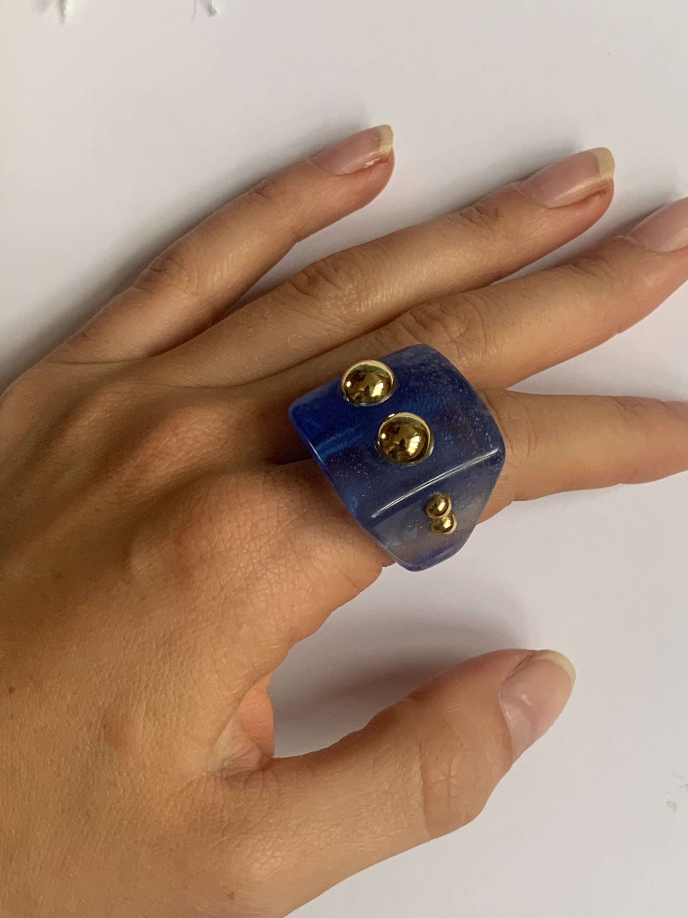Anillo de plástico de resina real azul OG hecho a mano Etsy