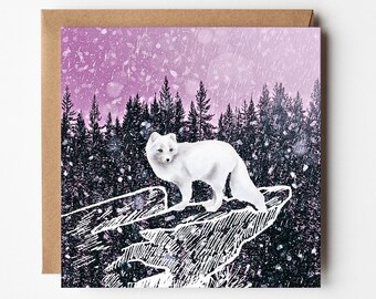 White Arctic Fox Christmas Cards - Pack of 10 - Inside is Blank - Envelope Included